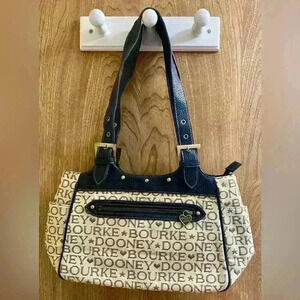 Dooney & Bourke Vintage Signature Canvas Print Small Soft Satchel Shoulder Bag